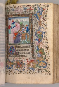 Godziny Karola Szlachetnego, króla Nawarry 1361-1425: fol. 170v, Chrystus dźwigający krzyż, c. 14 autorstwa Master of the Brussels Initials and Associates