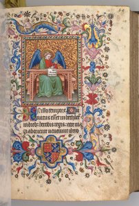 Godziny Karola Szlachetnego, króla Nawarry 1361-1425: fol. 25a, Św. Mateusz, c. 1405. autorstwa Master of the Brussels Initials and Associates