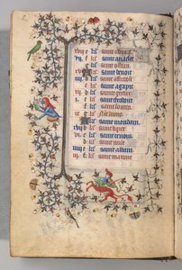 Godziny Karola Szlachetnego, króla Nawarry 1361-1425: fol. 3v, marzec, ok. godz. 1405. autorstwa Master of the Brussels Initials and Associates