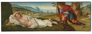 Cymon i Ifigenia (tempera na panelu) autorstwa Master of the Campana Cassoni