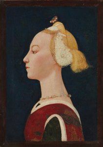 Portret kobiety, ok. 1450 (tempera i złoto na płótnie, przeniesione na drewno)