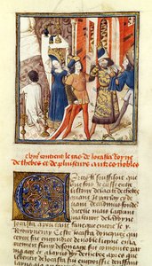 Ms 622 fol.12 Jokasta, królowa Teb, z "Des Hommes Illustres" (pergamin) autorstwa Master of the Champion des Dames