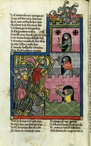Zdobycie zamku w Jerozolimie Z Kroniki Świata Weltchronik Rudolfa von Ems autorstwa Master of the Chronicle of the