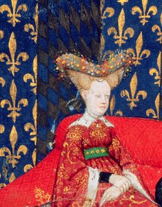 Harl 4431 fol.3 Isabeau z Bawarii, królowa Francji (1371-1435), z wierszy Christine de Pisan, ok.1410-15 (wellum) (detal z 53284)