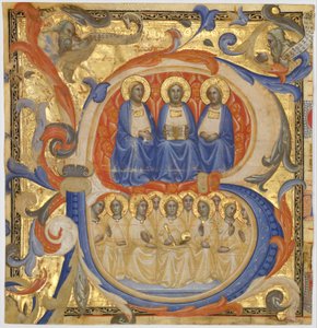 Trójca w inicjale B, prawdopodobnie 1387. autorstwa Master of the Codex Rossiano