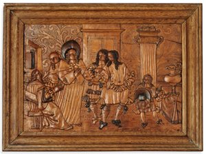 Panel intarsjowany w Egerze, połowa XVII wieku autorstwa Master of the Decorated Background