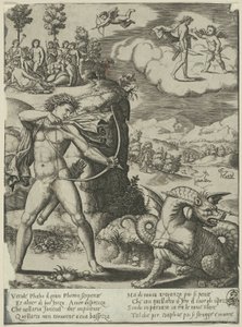 Apollo zabija Pythona, płyta pierwsza z Historii Apolla i Daphne autorstwa Master of the Die