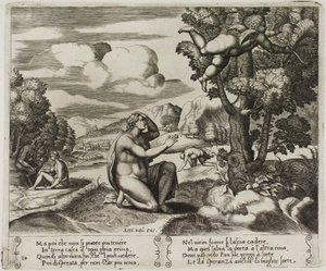Kupidyn uciekający przed Psyche autorstwa Master of the Die
