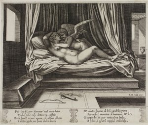 Kupidyn w ramionach Psyche autorstwa Master of the Die