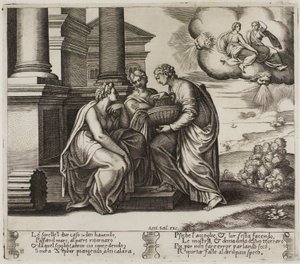 Psyche daje prezenty swoim siostrom autorstwa Master of the Die