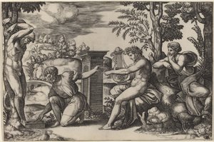 Apollo i Marsjasz autorstwa Master of the Die after Raphael