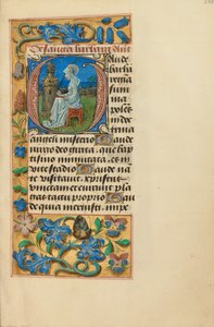 Inicjał G: Święta Barbara autorstwa Master of the Dresden Prayer Book