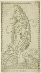 Clio, płyta dziewiętnasta z Apollo and the Muses autorstwa Master of the E Series Tarocchi