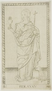 Talerz wiary 40 od Genii i cnót autorstwa Master of the E Series Tarocchi