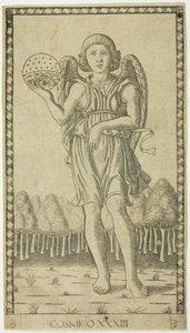 Geniusz Świata, płyta 33 z Genii i cnót autorstwa Master of the E Series Tarocchi