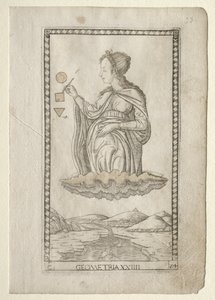 Geometria z Tarocchi, seria C: Liberal Arts, #24, przed 1467. autorstwa Master of the E Series Tarocchi