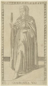 Gramatyka, tablica 21 z Arts and Sciences autorstwa Master of the E Series Tarocchi