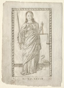 Sprawiedliwość (z Tarocchi, seria B: Kosmiczne zasady i cnoty, #37) autorstwa Master of the E Series Tarocchi