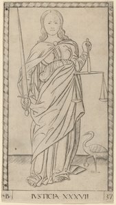sprawiedliwość autorstwa Master of the E Series Tarocchi