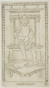 Mars, płyta 45 z Planets and Spheres autorstwa Master of the E Series Tarocchi