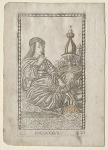 Poezja z Tarocchi, seria C: Liberal Arts, #27, przed 1467. autorstwa Master of the E Series Tarocchi