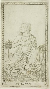 Thalia, płyta szesnasta z Apollo and the Muses autorstwa Master of the E Series Tarocchi