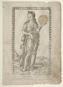 Urania (astronomia) (z serii Tarocchi D: Apollo i muzy, #12) autorstwa Master of the E Series Tarocchi