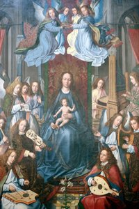 Muzeum Evory. Mistrz ołtarza Evora. Uwielbienie Najświętszej Maryi Panny. Olej na desce. Szkoła flamandzka 1500. Portugalia.