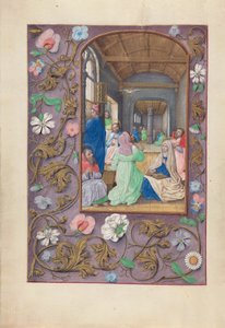 Godzinki królowej Izabeli Katolickiej, królowej Hiszpanii:  Fol. 31v, Zesłanie Ducha Świętego autorstwa Master of the First Prayerbook of Maximillian