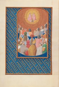 Godziny królowej Izabeli Katolickiej, królowej Hiszpanii: Fol. 37v, Dziedziniec Niebios, c. 1500. autorstwa Master of the First Prayerbook of Maximillian