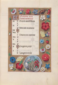 Godziny królowej Izabeli Katolickiej, królowej Hiszpanii: Fol. 4r, marzec, ok. godz. 1500. autorstwa Master of the First Prayerbook of Maximillian