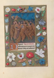 Godziny królowej Izabeli Katolickiej, królowej Hiszpanii: Fol. 61r, Pocałunek Judasza, ok. n.e. 1500. autorstwa Master of the First Prayerbook of Maximillian
