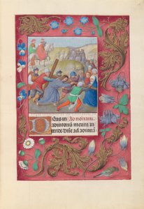 Godzinki królowej Izabeli Katolickiej, królowej Hiszpanii:  Fol. 69r, Chrystus niosący krzyż autorstwa Master of the First Prayerbook of Maximillian