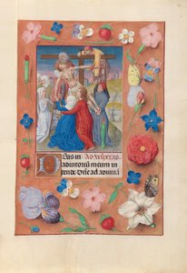 Godziny królowej Izabeli Katolickiej, królowej Hiszpanii: Fol. 73r, Zejście z krzyża, ok. n.e. 1500. autorstwa Master of the First Prayerbook of Maximillian