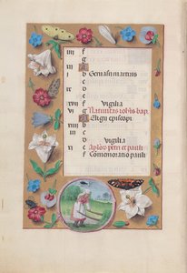 Godziny królowej Izabeli Katolickiej, królowej Hiszpanii: Fol. 7v, czerwiec, ok. godz. 1500. autorstwa Master of the First Prayerbook of Maximillian