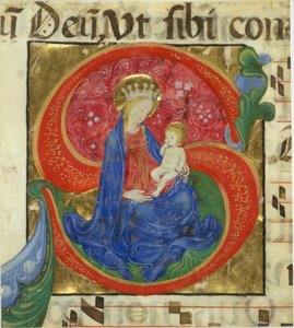 Rękopis Iluminacja z Matką Boską z Dzieciątkiem w inicjał..., poł. XV w. autorstwa Master of the Franciscan Breviary