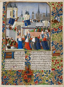 Isabeau z Bawarii, ilustracja z „Harley Froissart”, ok. 1470-72 (atrament i złoto na pergaminie)