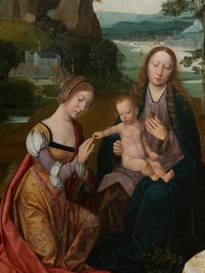 Fragment centralnego panelu Matki Boskiej z Dzieciątkiem ze św. Katarzyną i św. Barbarą, ok. 1520-25 (olej na desce)
