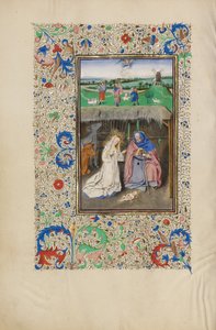 Narodzenie Pańskie i Zwiastowanie pasterzom autorstwa Master of the Llangattock Hours