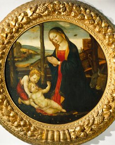 Madonna z Dzieciątkiem ze św. Janem (olej na desce) autorstwa Master of the Miller Tondo (attr. to)