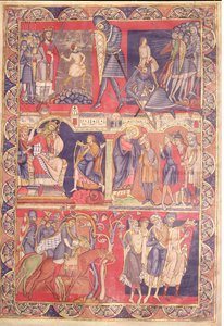Sceny z życia Samuela, Saula i Dawida, z Biblii Winchester, 1160-80 autorstwa Master of the Morgan Leaf