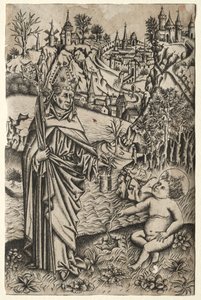 św. Augustyn z Dzieciątkiem na brzegu morza 1465-1469. autorstwa Master of the Nuremberg Passion