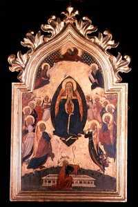 Madonna w mandorli z aniołami tworzącymi muzykę autorstwa Master of the Osservanza