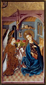 Obraz Zwiastowania Mistrza Górnego Renu (XV wiek) 1460 Lyon, Musee des Beaux Arts autorstwa Master of the Rhine