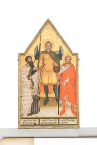 Święty Michał Archanioł, Bartłomiej, Julian i darczyńca, ok. 1360-1365 (panel) autorstwa Master of the Rinuccini Chapel