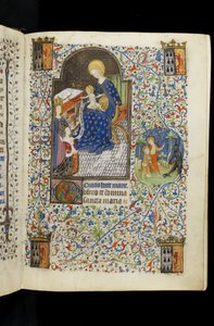 MS 62 f.20r, Św. Katarzyna przedstawia Izabelę Bretanii Dziewicy z Dzieciątkiem, z francuskiego Horae napisanego dla Isabel Stuart, żony Franciszka I, księcia Bretanii, ok. 1445-50