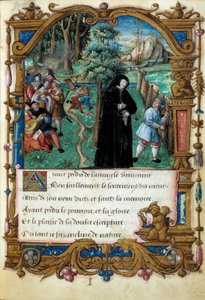 Przedstawienie królowej Nawarry Małgorzaty z Angoulema (1492-1549), scena miłosna uprzejma. Strona zaczerpnięta z rękopisu „La coche ou Debat d