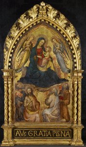 Dziewica z Dzieciątkiem z Aniołami i Czterema Świętymi, c. 1400-15 (tempera i złoty płatek na panelu)