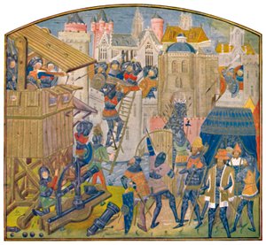 „Pociąg oblężniczy, XV wiek MS. Roya. 14 E. iv.