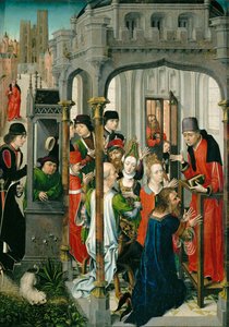 Gery, "kazanie pasterskie", z kościołem świętego Gudule w tle ... autorstwa Master of the View of Saint Gudula